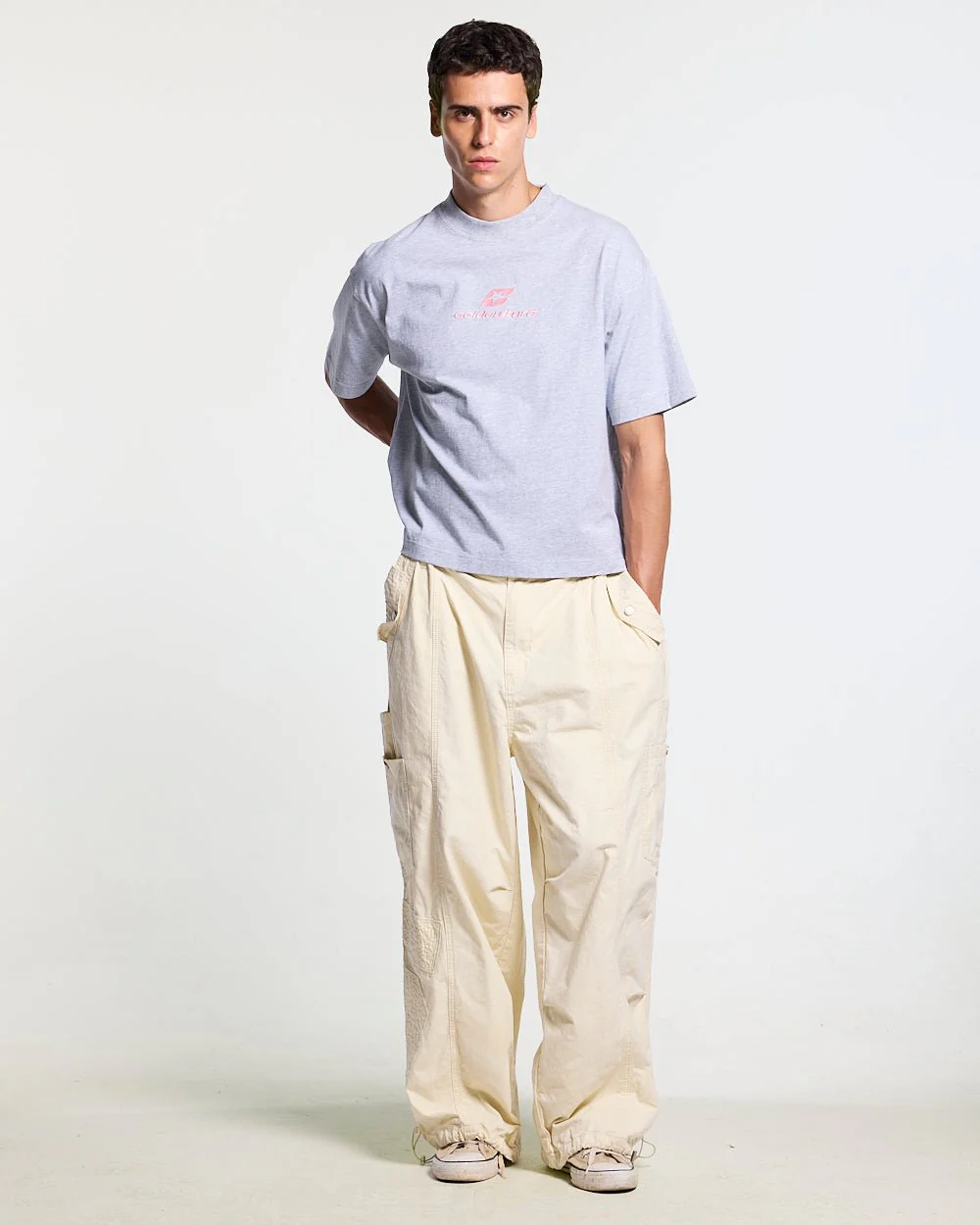 TARTAN DISTRESS CURVED TEE GREY - Image 5