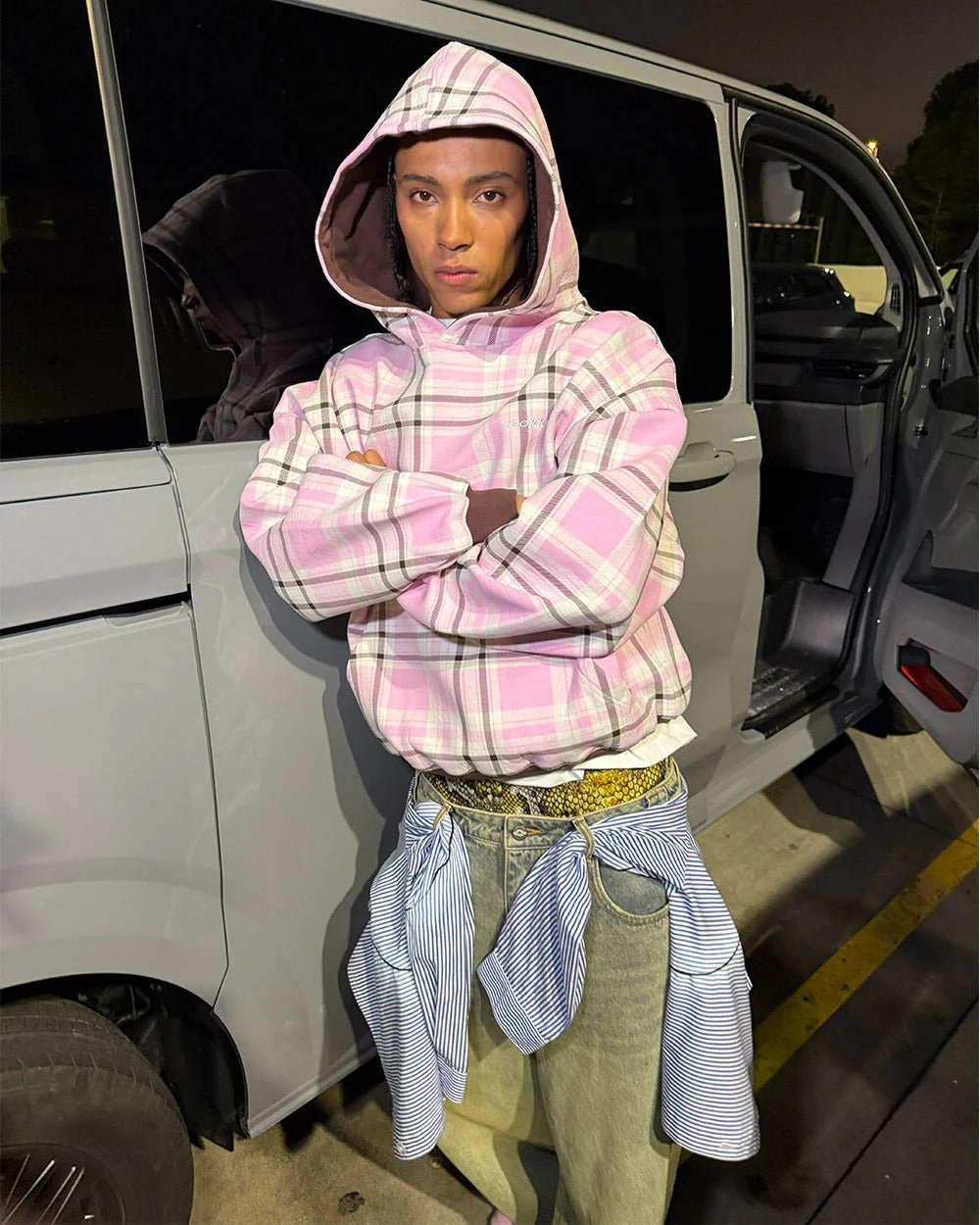 TWO FACES HOODIE BROWN & PINK - Image 9