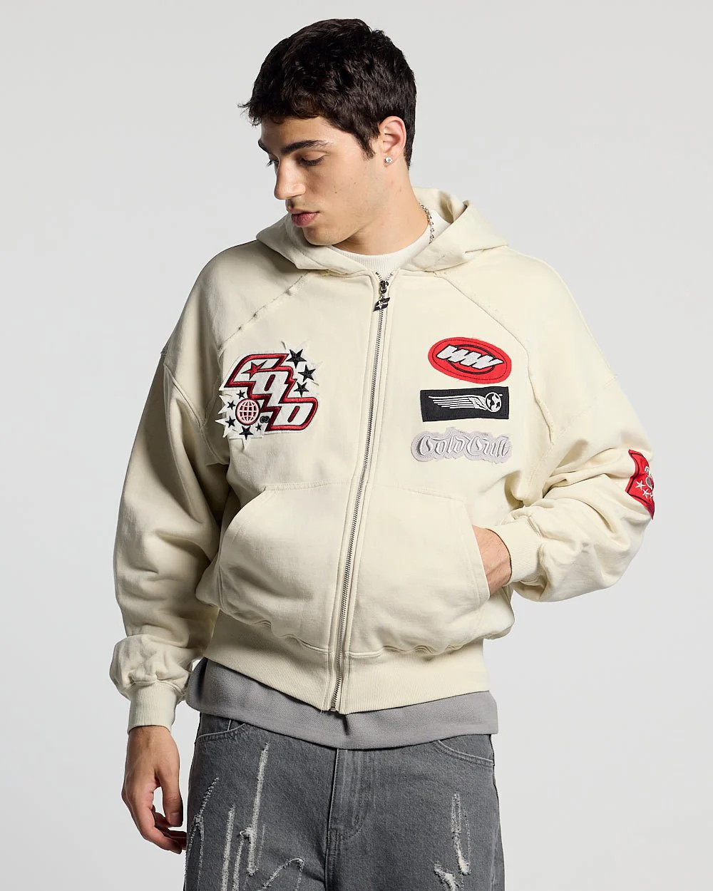 WALKER ZIP HOODIE LIGHT GREY - Image 2